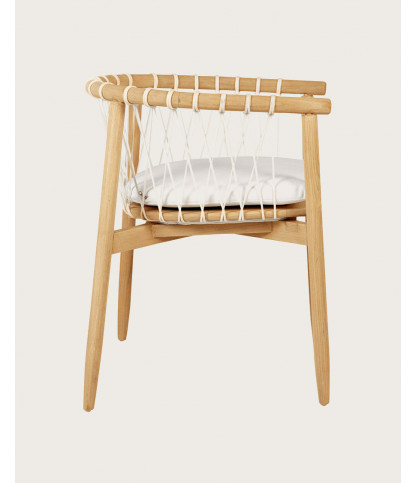Nala - Silla de teca maciza y cuerda blanca