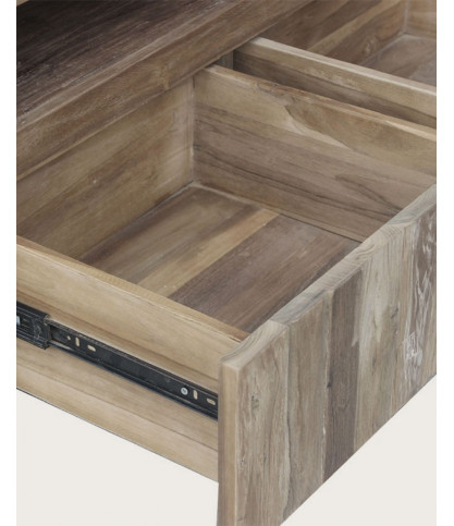 Arche - Mobile TV industriale in teak riciclato e metallo nero, 150 cm