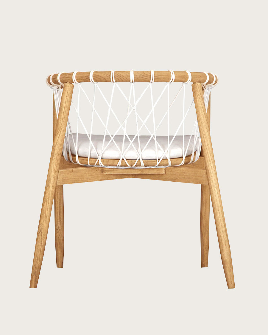 Nala - Silla de teca maciza y cuerda blanca