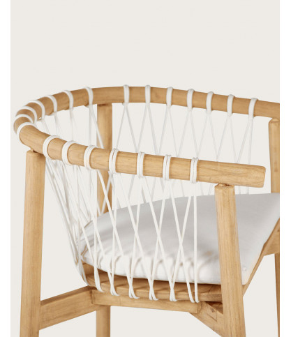 Nala - Solid teak and white rope chair