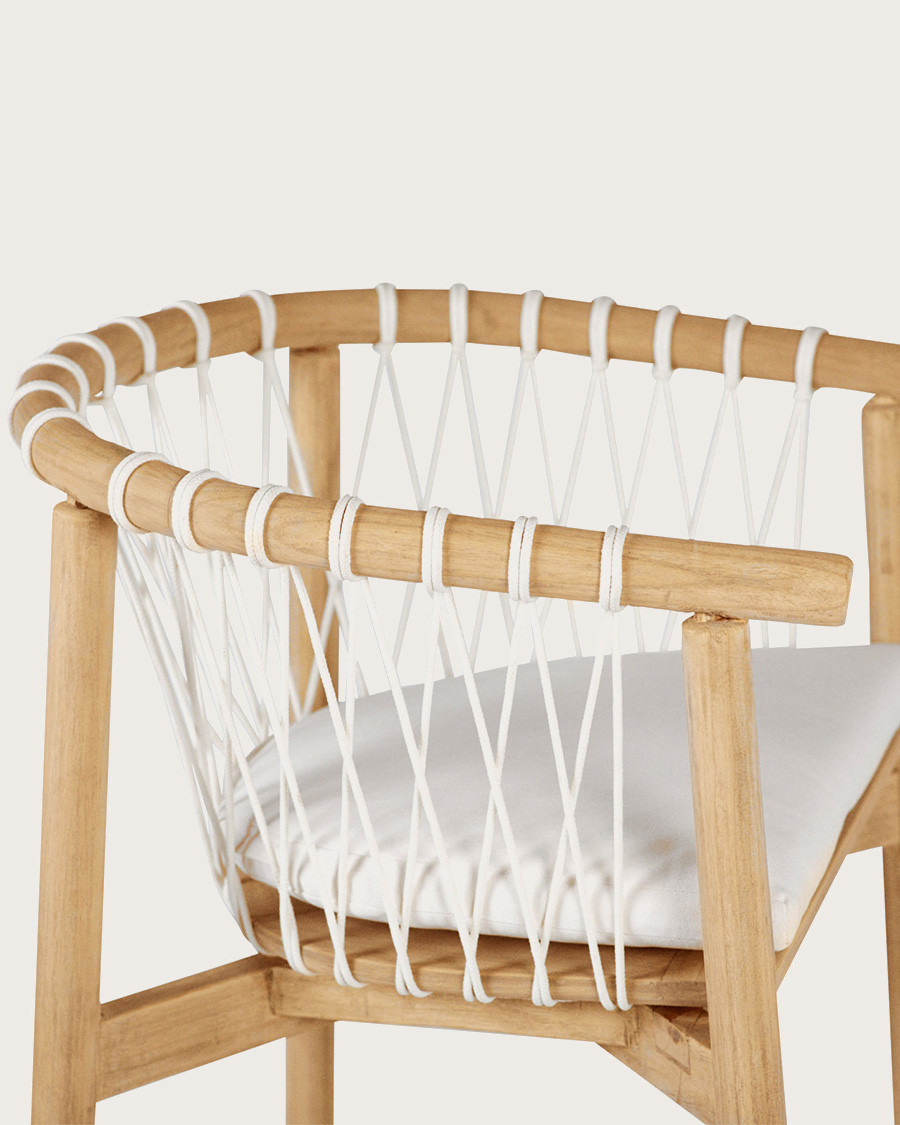 Nala - Silla de teca maciza y cuerda blanca
