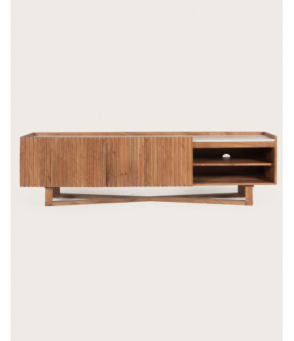 Endah - TV-meubel van massief Mindy-marmer en wit marmer, 175 cm