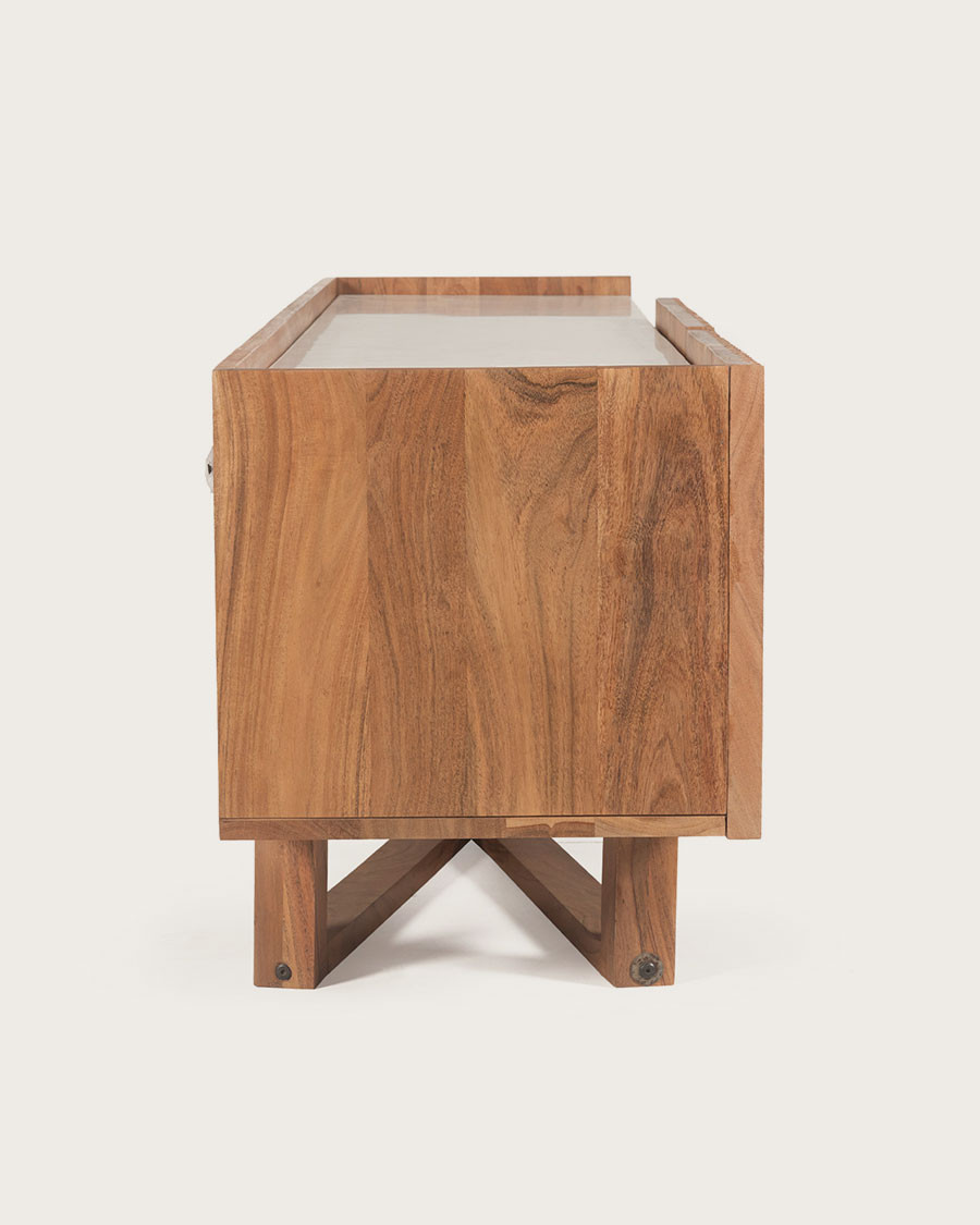Endah - TV cabinet in solid Mindy and white marble 175 cm