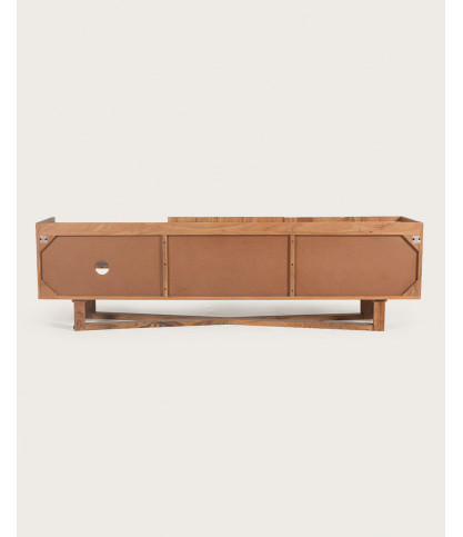 Endah - Mueble de TV en mármol macizo Mindy y blanco 175 cm