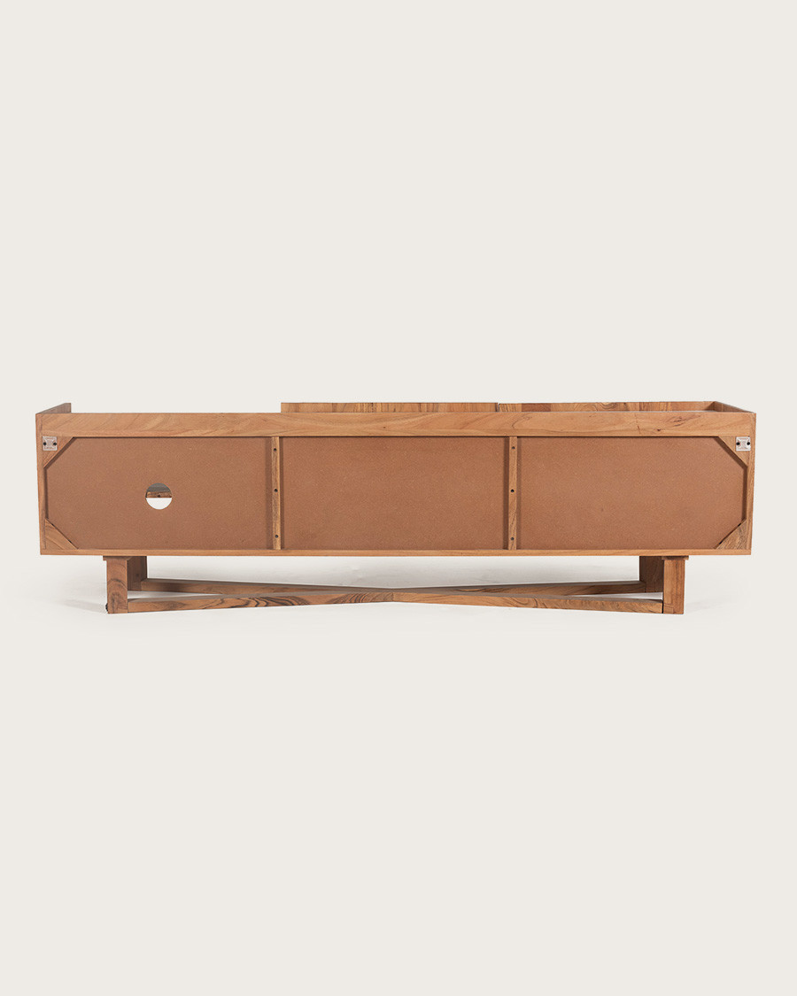 Endah - TV-Schrank aus massivem Mindy und weißem Marmor 175 cm