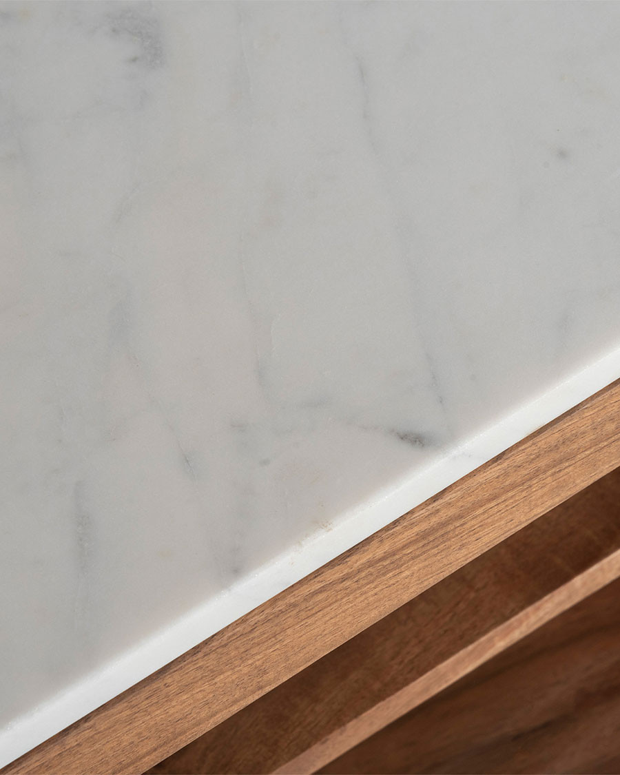 Endah - TV cabinet in solid Mindy and white marble 175 cm