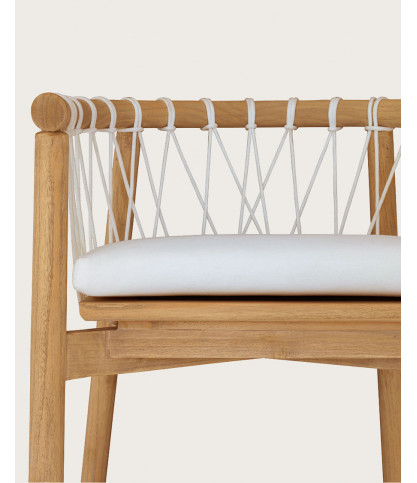 Nala - Silla de teca maciza y cuerda blanca