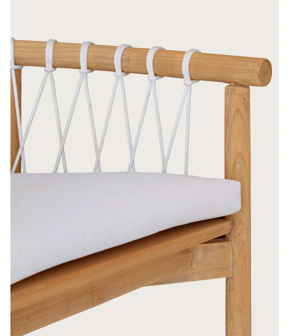 Nala - Solid teak and white rope chair