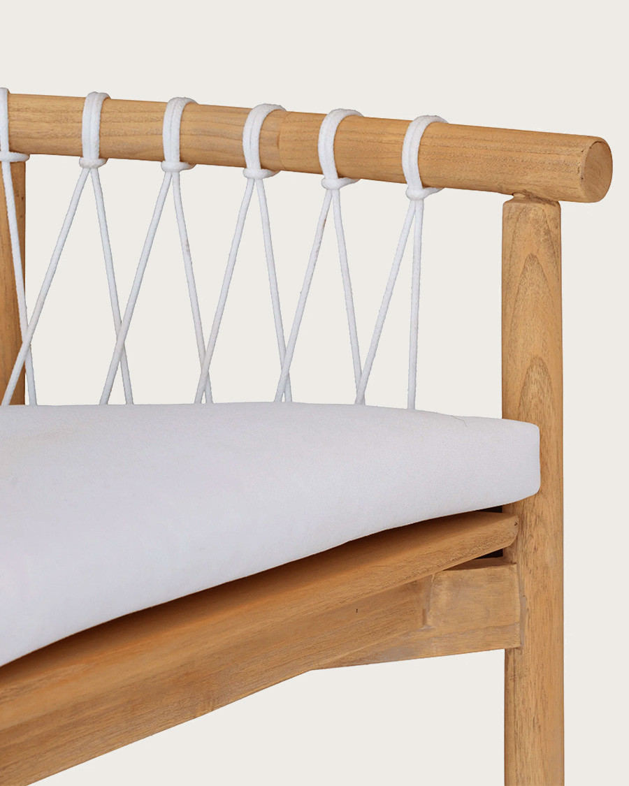 Nala - Solid teak and white rope chair