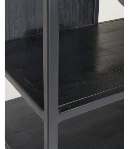 Como - Large industrial shelf in solid teak and black metal