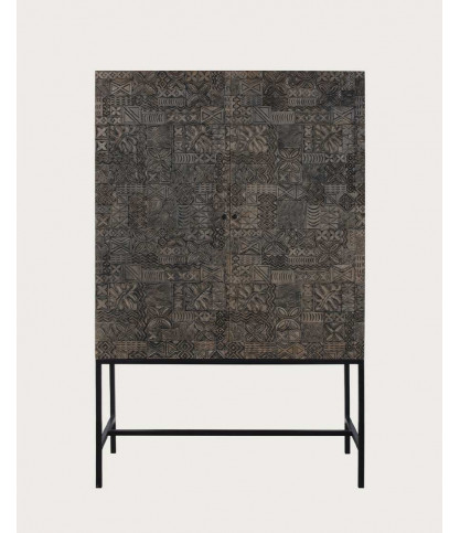 Hawaii - Black cabinet in carved solid mango wood