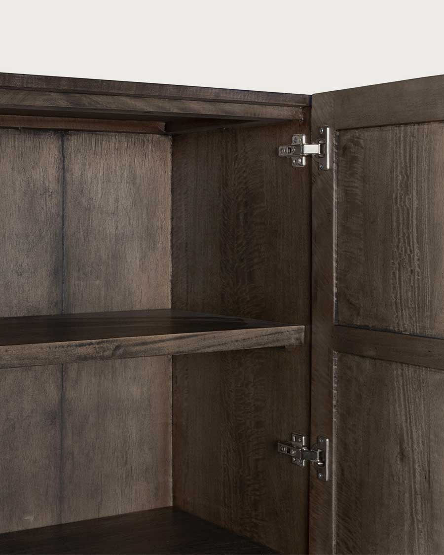 Hawái - Gabinete negro en madera maciza de mango tallada