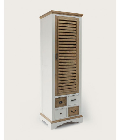 Inda - Small wardrobe in solid white and natural Mindy