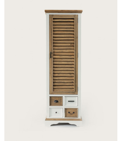 Inda - Small wardrobe in solid white and natural Mindy