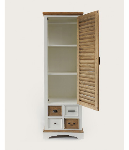 Inda - Kleiner Schrank aus massivem, weißem und naturbelassenem Mindy-Holz
