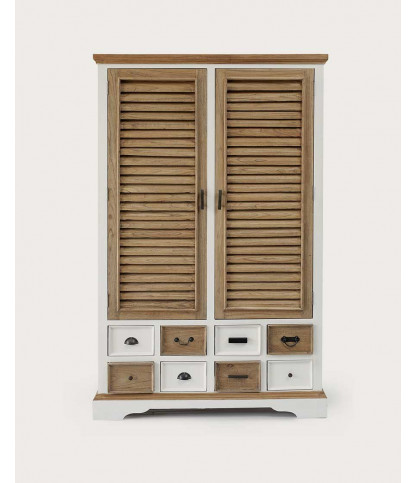 Inda - Large two tone wardrobe in white and natural solid mindi wood