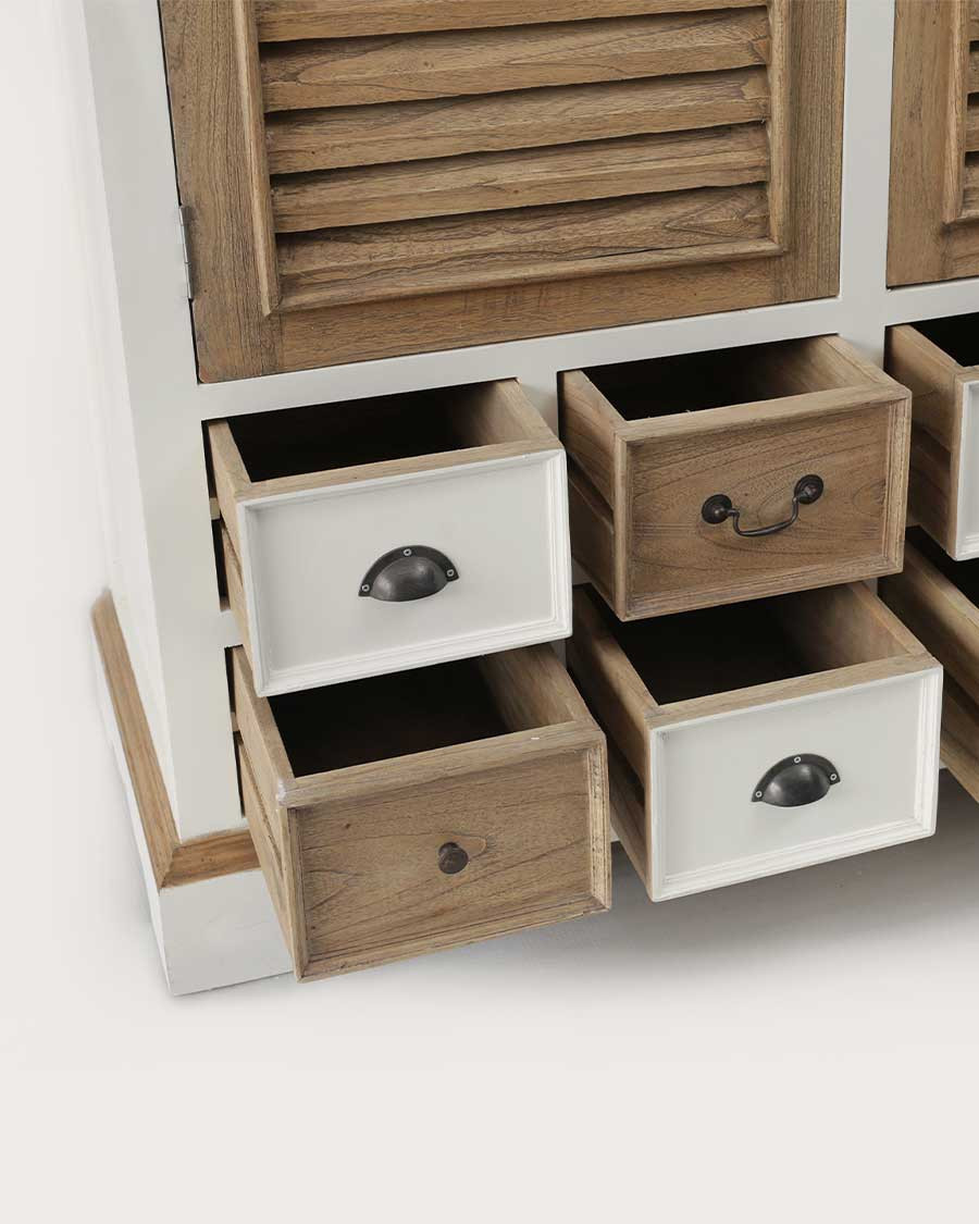 Inda - Large white and natural wardrobe in solid Mindy