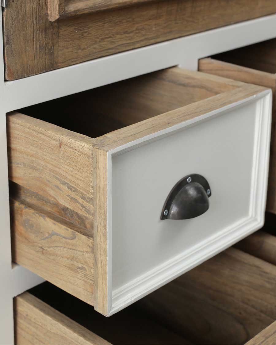 Inda - Large white and natural wardrobe in solid Mindy