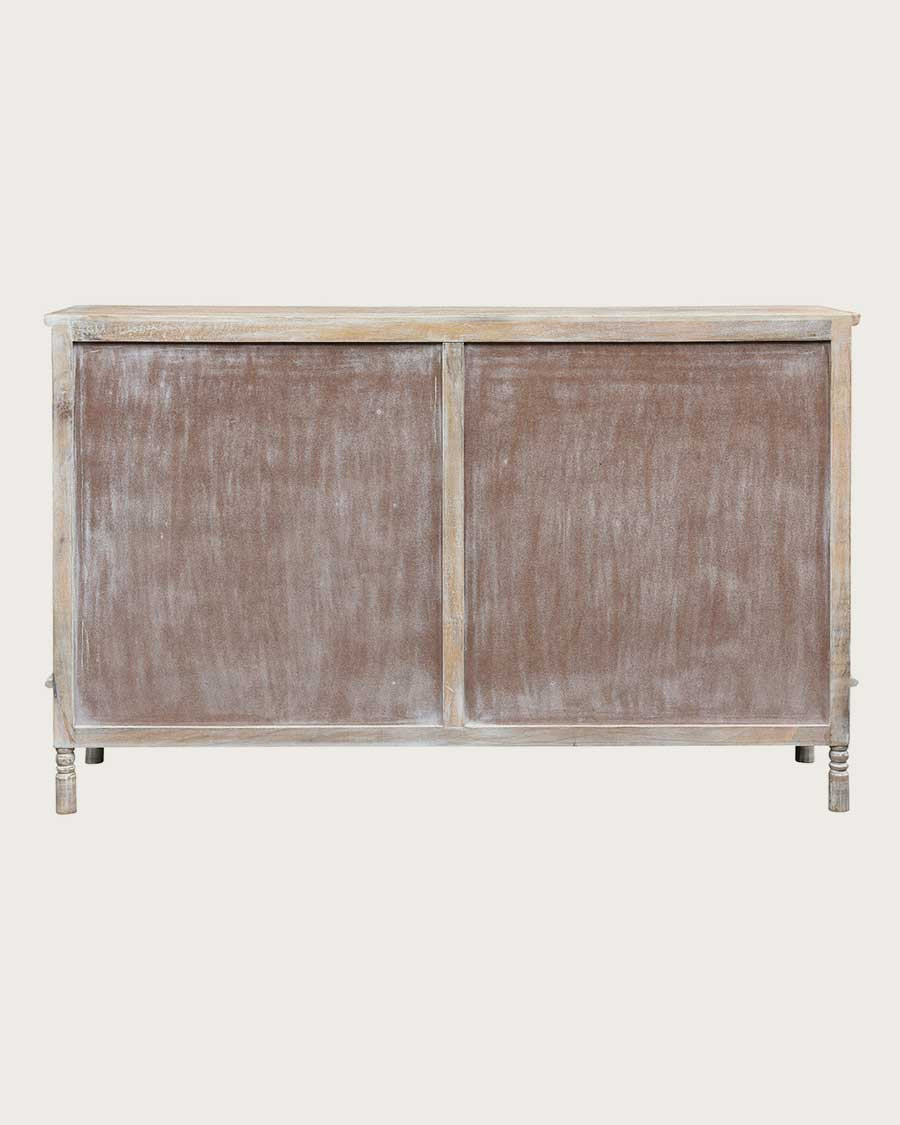 Mala - High sideboard with 4 doors in solid carved mango wood 160 cm