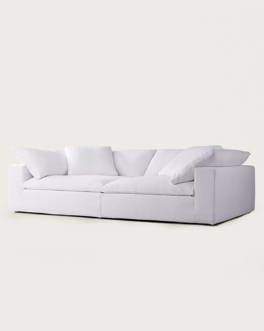Canapé 3 places en lin blanc - Cloud
