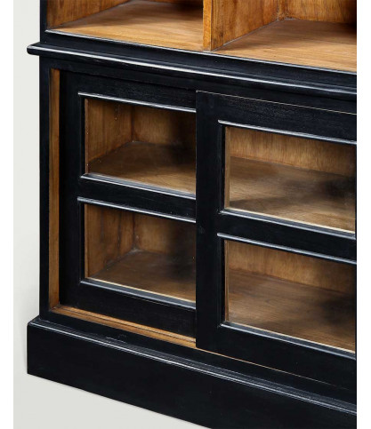 London - Large black and natural bookcase in solid Mindy
