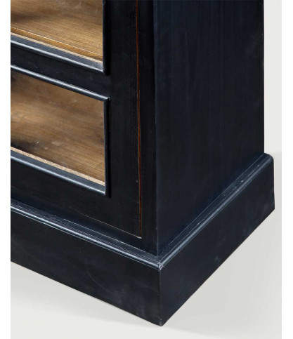 London - Gran librería negra y natural de madera maciza Mindy.