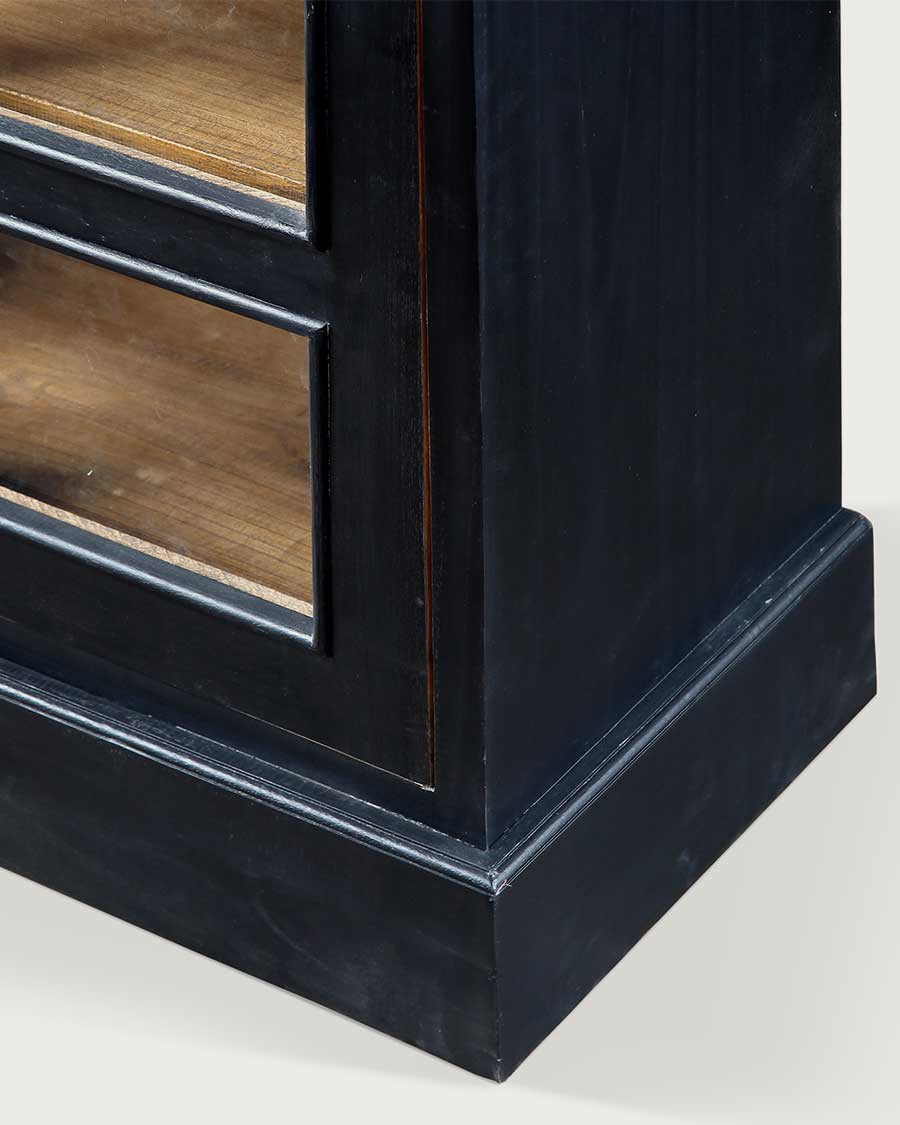 London - Large black and natural bookcase in solid Mindy
