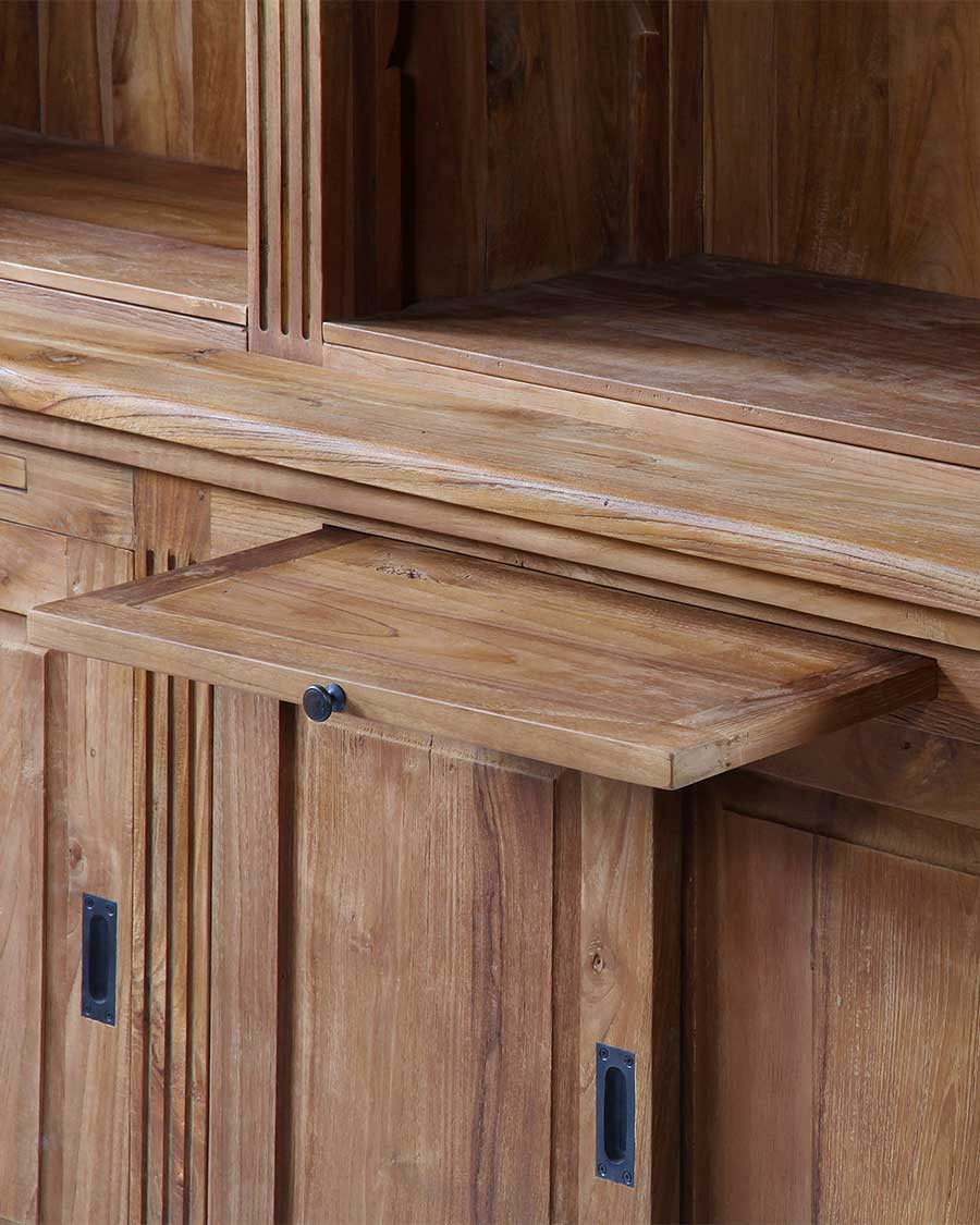 Mahara - Grande libreria in teak massiccio con scala a pioli