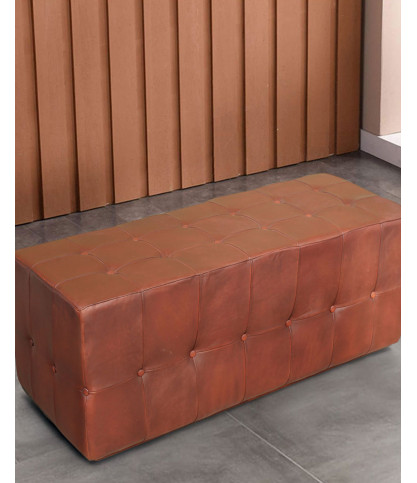 Palma - Panca imbottita in pelle trapuntata marrone