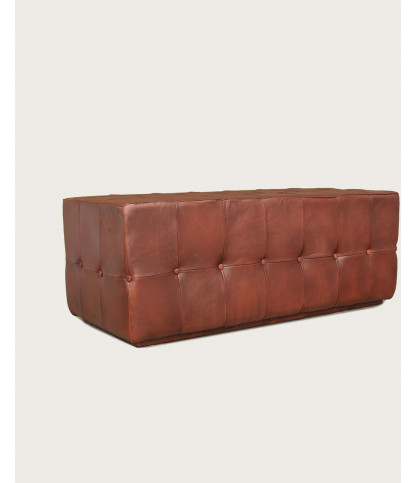 Palm - Upholstered bench in brown tufted leather