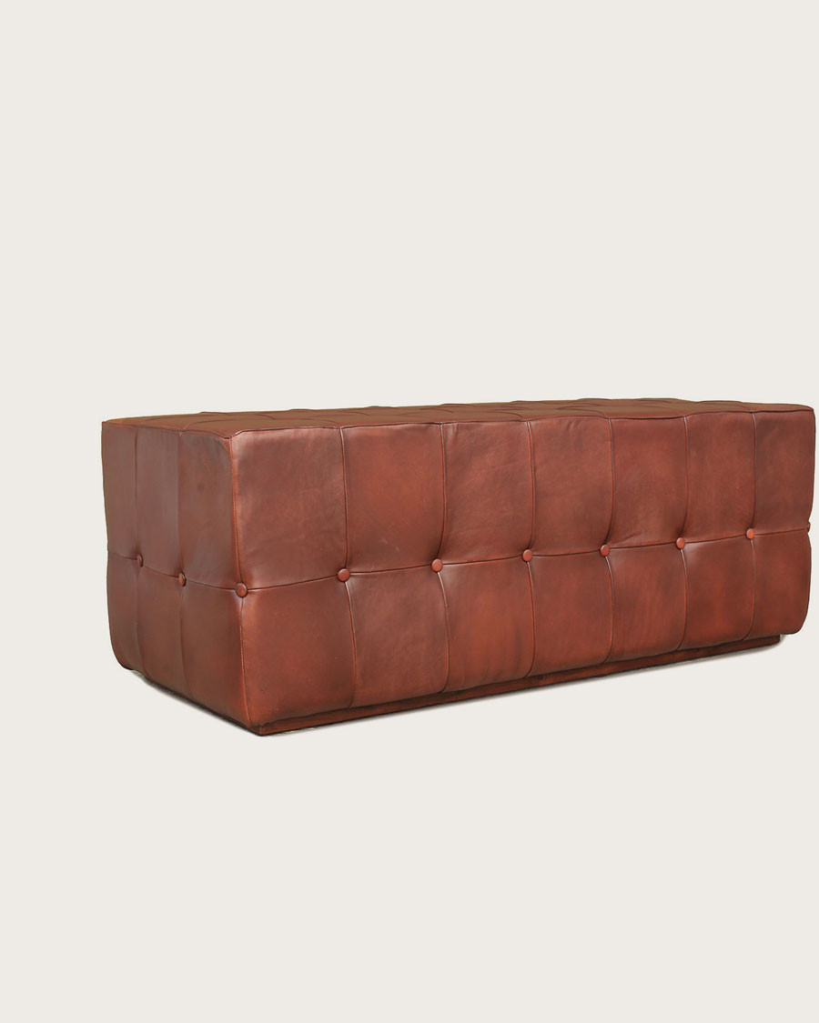 Palm - Upholstered bench in brown tufted leather