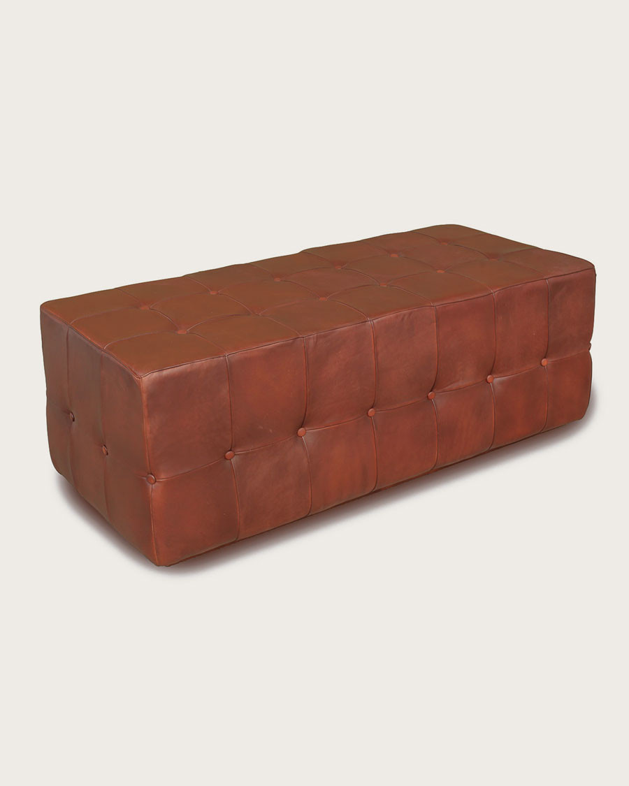 Palm - Upholstered bench in brown tufted leather