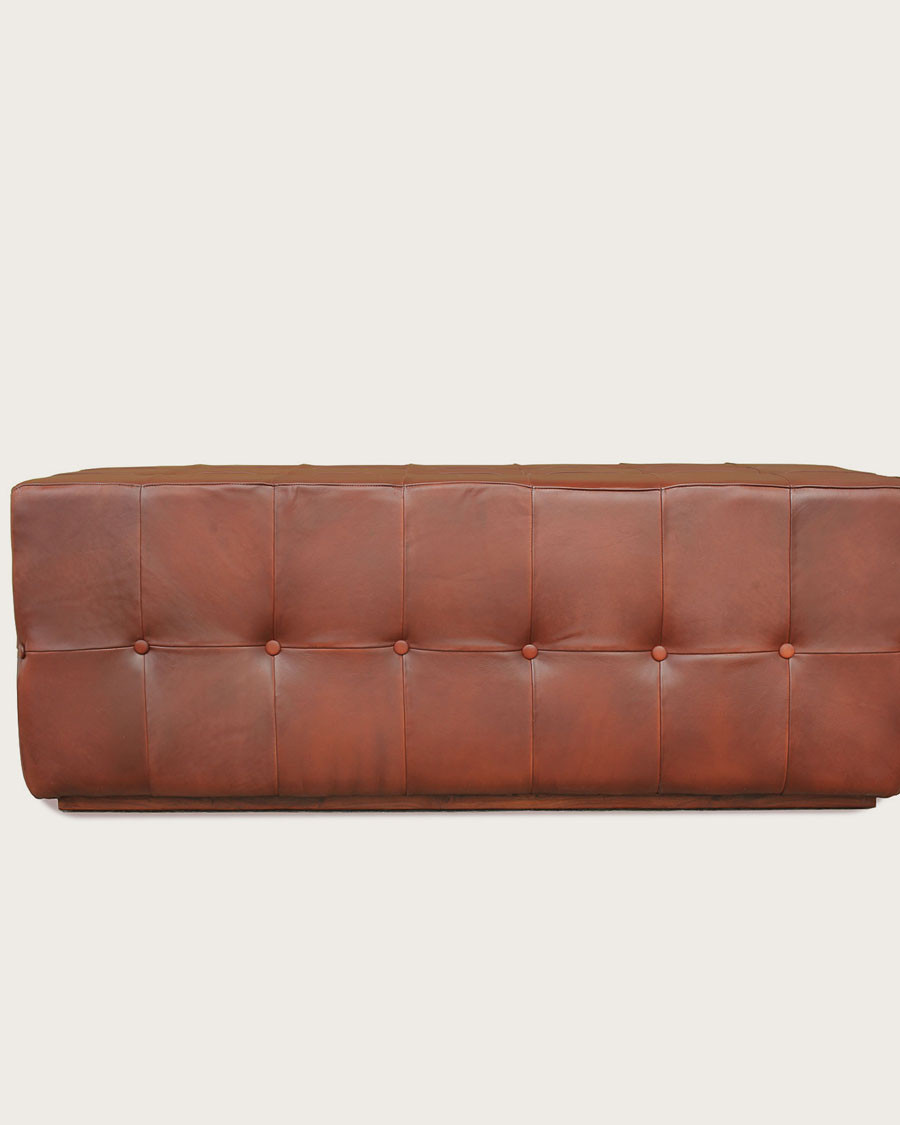 Palm - Upholstered bench in brown tufted leather