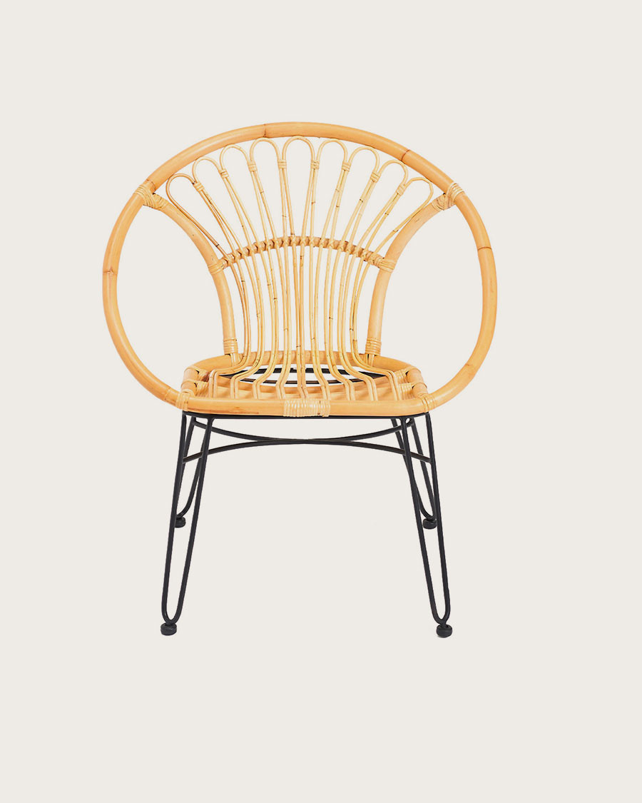 Naga – Sessel aus Naturrattan mit Metallbeinen