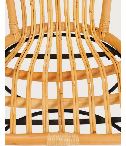 Naga - Natural rattan armchair with metal legs