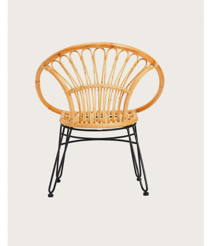 Naga - Fauteuil van natuurlijk rotan met metalen poten