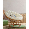 Paipai - Round rattan armchair with white cushion