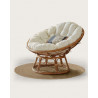 Paipai - Round rattan armchair with white cushion