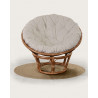 Paipai - Round rattan armchair with white cushion
