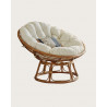 Paipai - Round rattan armchair with white cushion