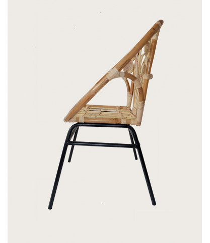 Timea - Sedia vintage in rattan con gambe in metallo