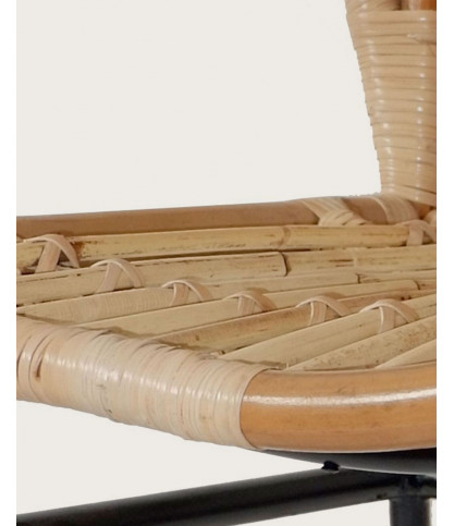 Timea - Sedia vintage in rattan con gambe in metallo