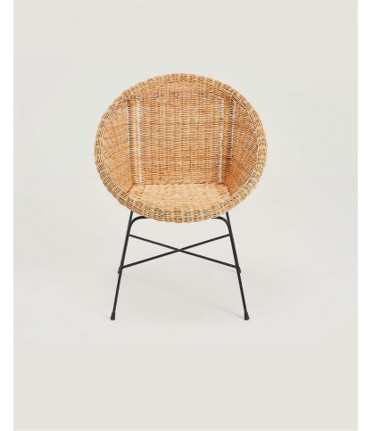 Safaro - Woven rattan chairs with black metal legs