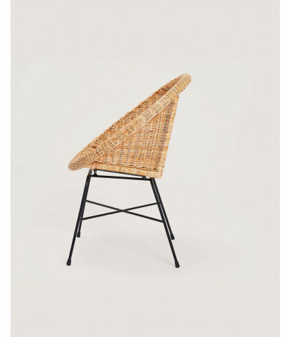 Safaro - Woven rattan chairs with black metal legs