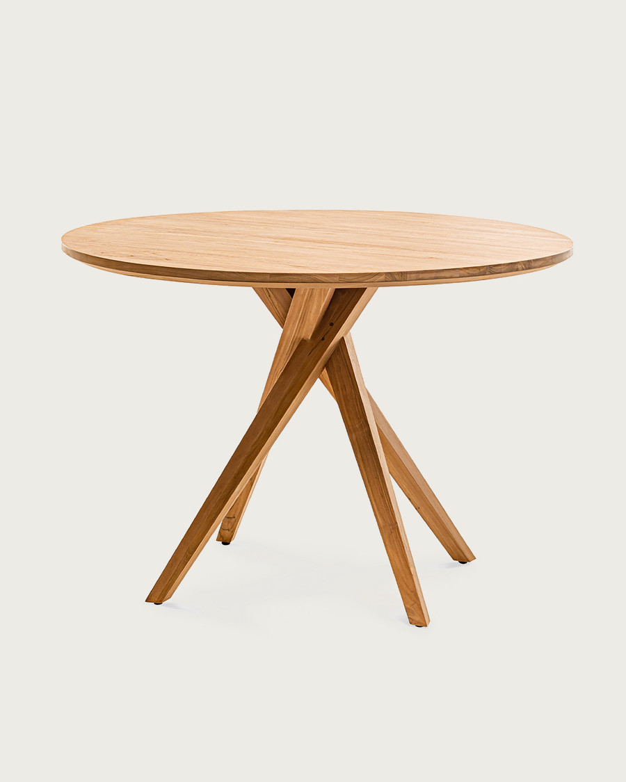 Shiraz - Tavolo da pranzo rotondo in teak massello, diametro 110 cm, 4/6 persone