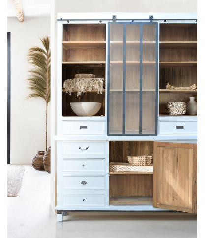 Niasha - Gran librería blanca de teca maciza