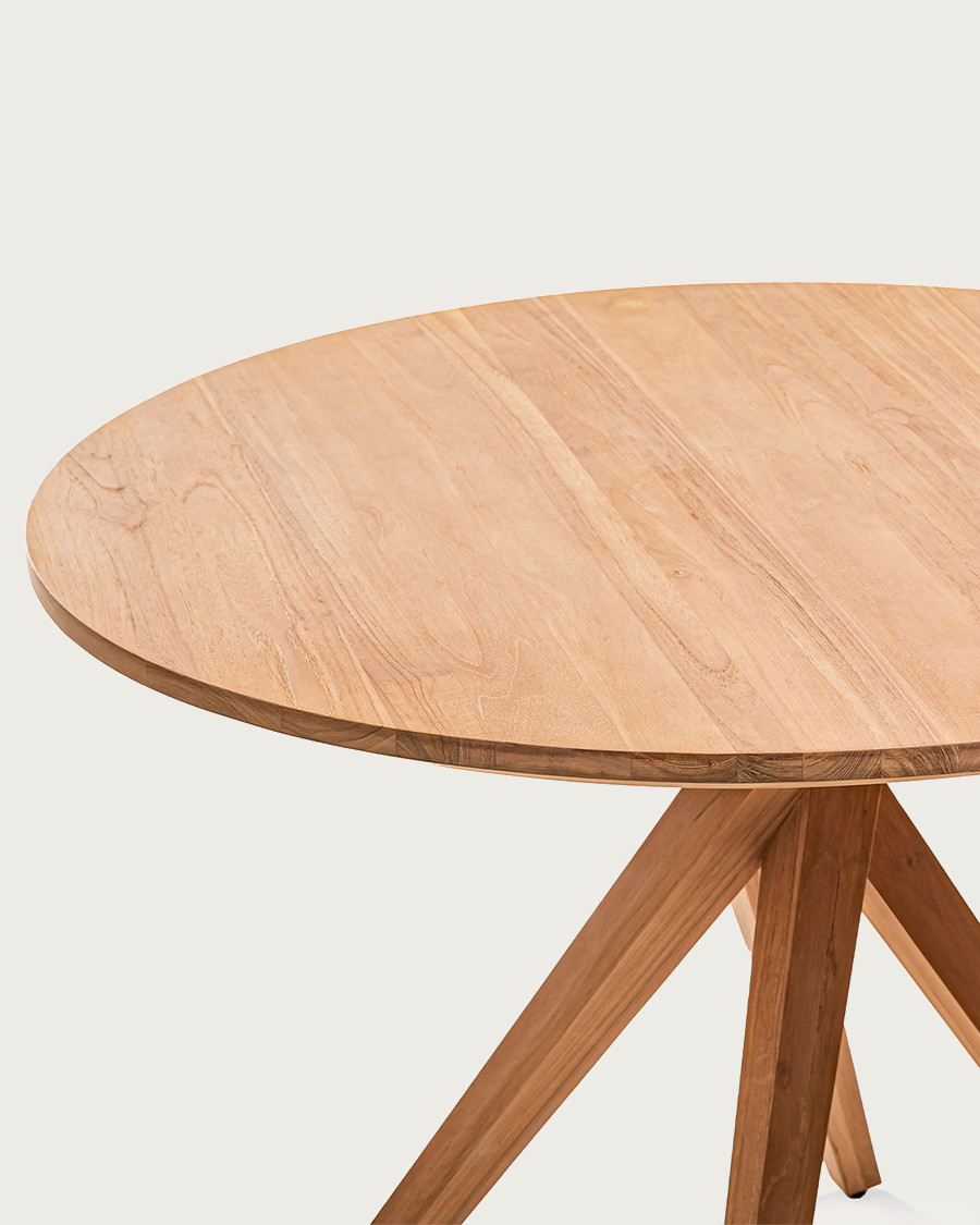 Shiraz - Tavolo da pranzo rotondo in teak massello, diametro 110 cm, 4/6 persone