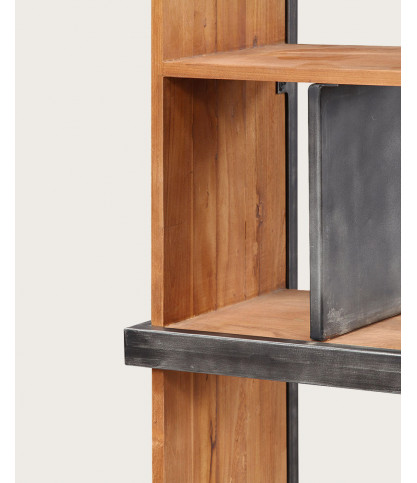 Ila - Industrial shelf in solid teak and metal