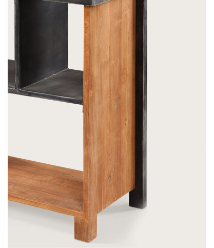Ila - Industrial shelf in solid teak and metal
