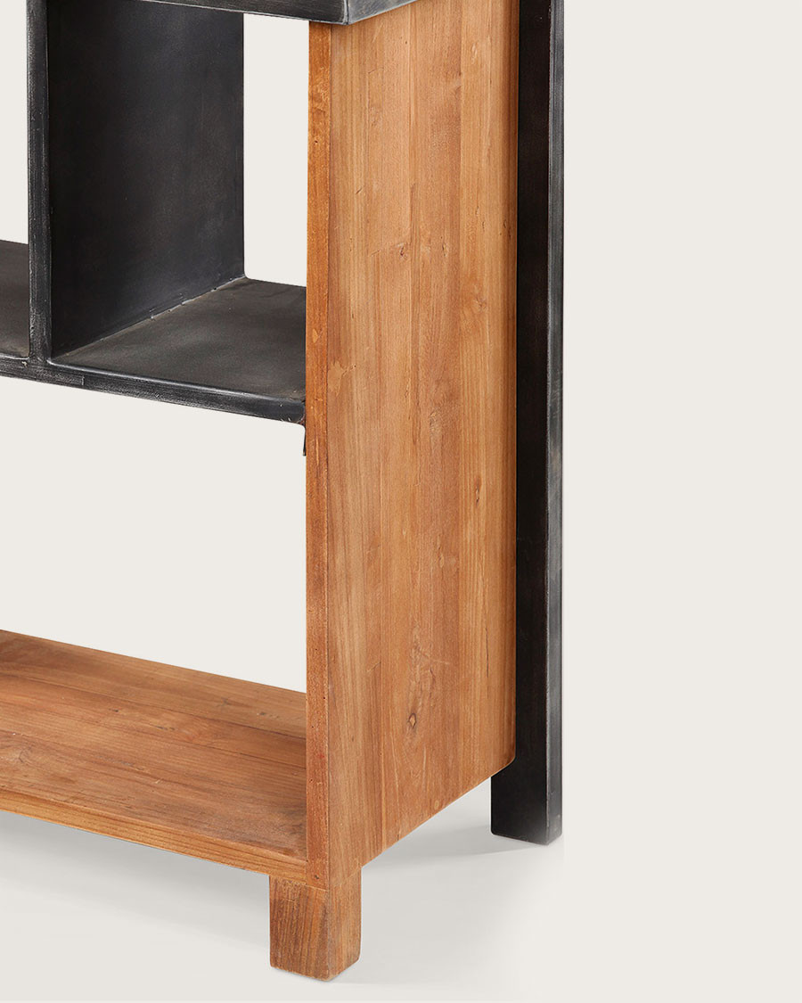 Ila - Industrial shelf in solid teak and metal